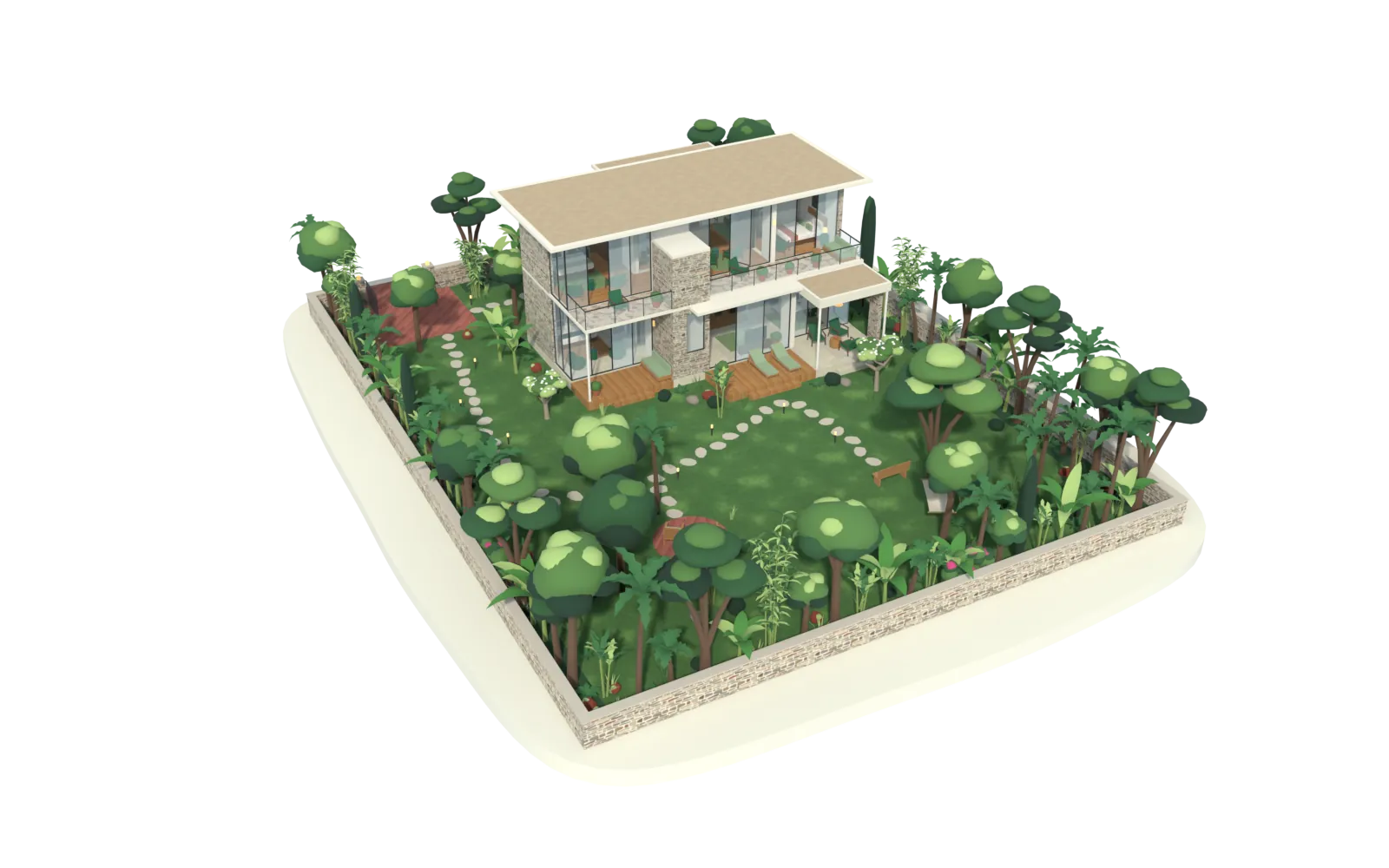 The villa as modelled